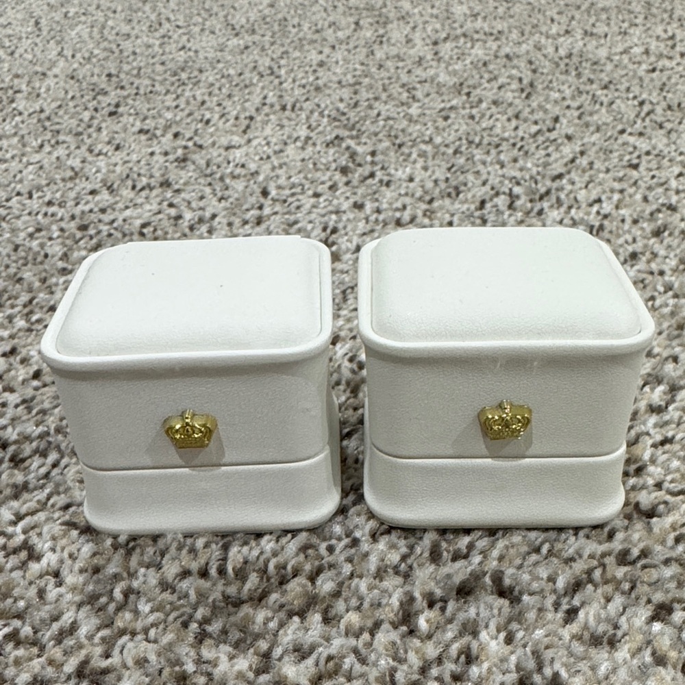 2 White Jewelry Boxes with Gold Accents
